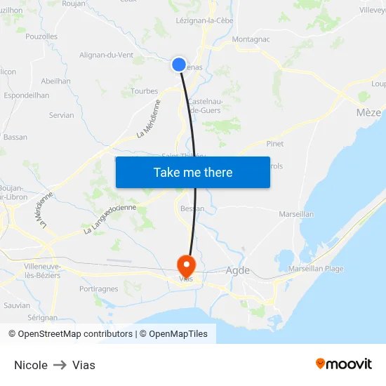 Nicole to Vias map