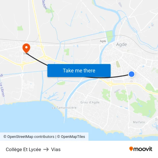 Collège Et Lycée to Vias map