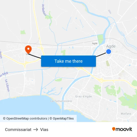 Commissariat to Vias map