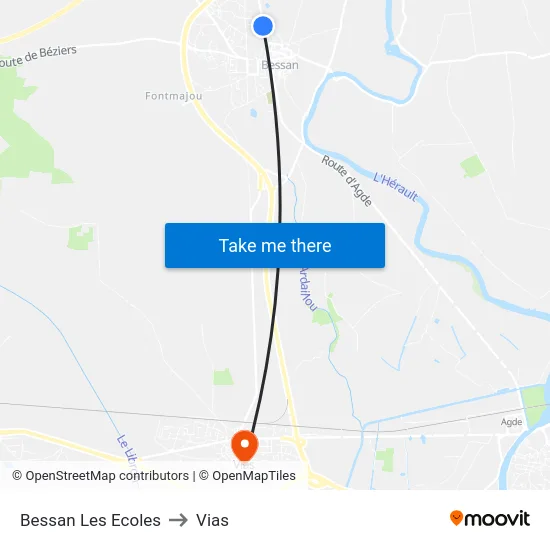 Bessan Les Ecoles to Vias map