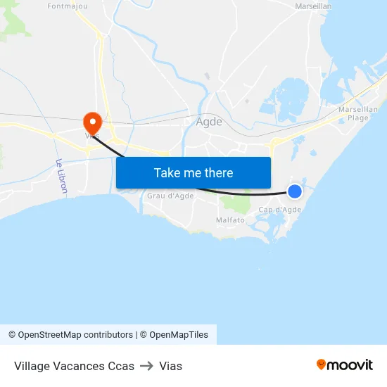 Village Vacances Ccas to Vias map