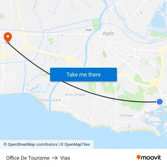 Office De Tourisme to Vias map