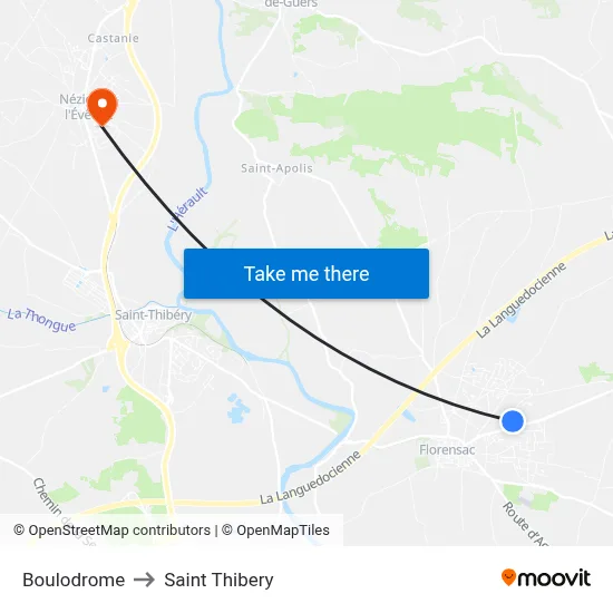 Boulodrome to Saint Thibery map