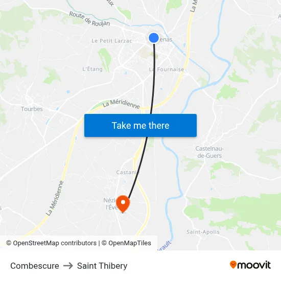 Combescure to Saint Thibery map