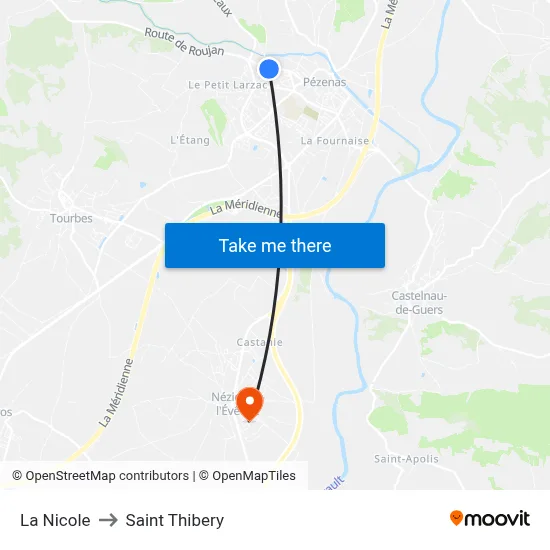La Nicole to Saint Thibery map