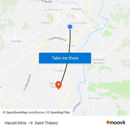 Harold Kline to Saint Thibery map
