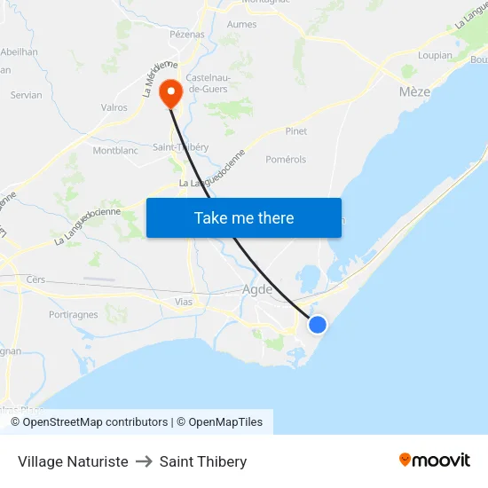 Village Naturiste to Saint Thibery map