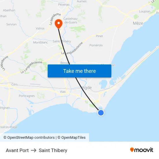Avant Port to Saint Thibery map