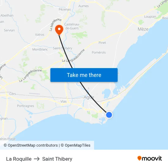 La Roquille to Saint Thibery map