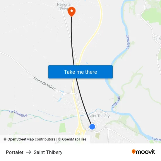 Portalet to Saint Thibery map