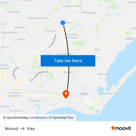 Monod to Vias map