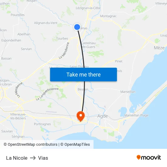 La Nicole to Vias map