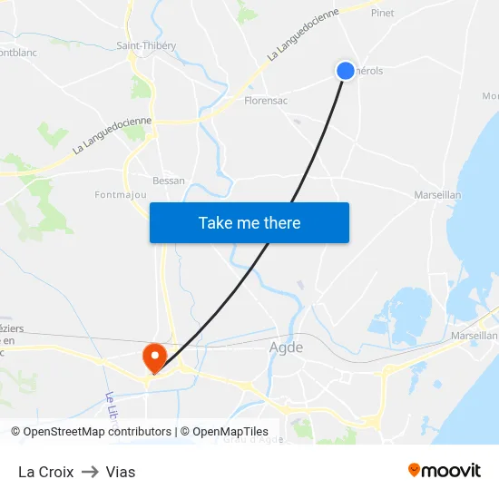 La Croix to Vias map
