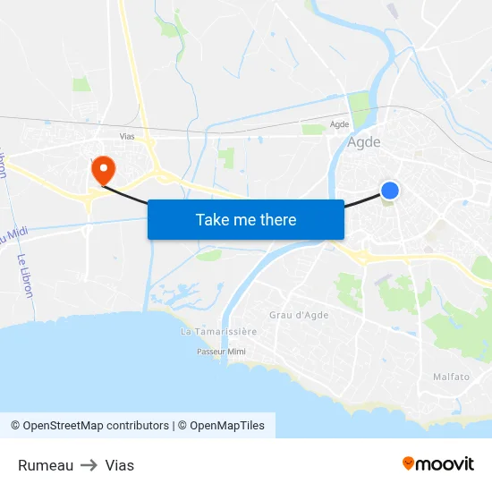 Rumeau to Vias map