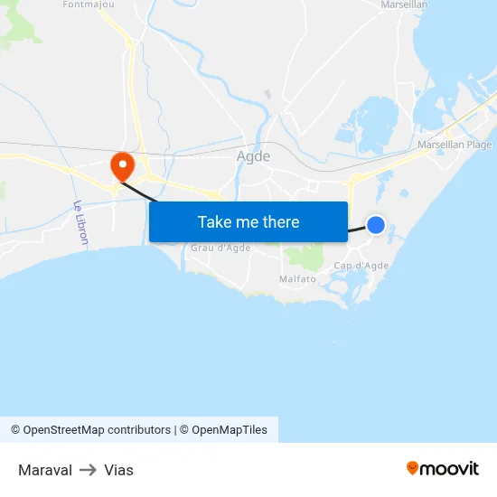 Maraval to Vias map