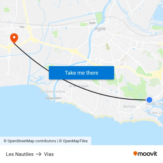 Golf International to Vias map