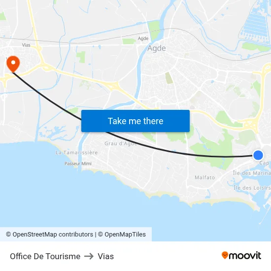 Office De Tourisme to Vias map