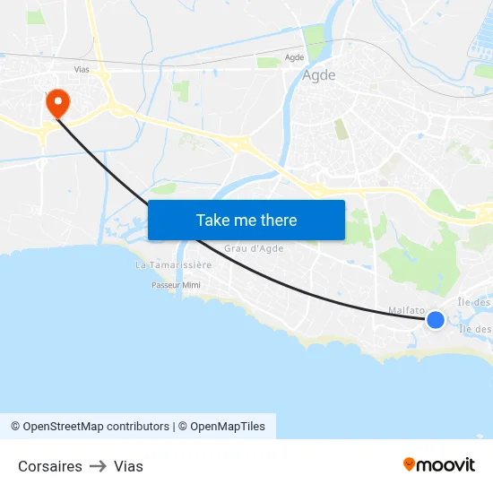 Corsaires to Vias map