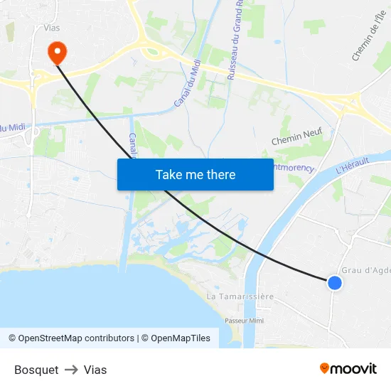 Bosquet to Vias map