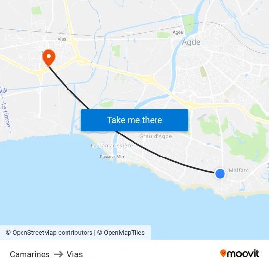 Camarines to Vias map