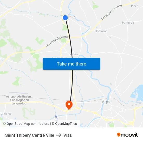 Portalet to Vias map