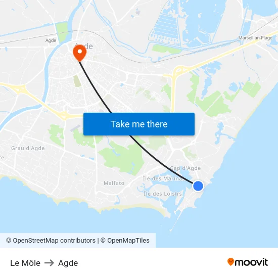 Le Môle to Agde map