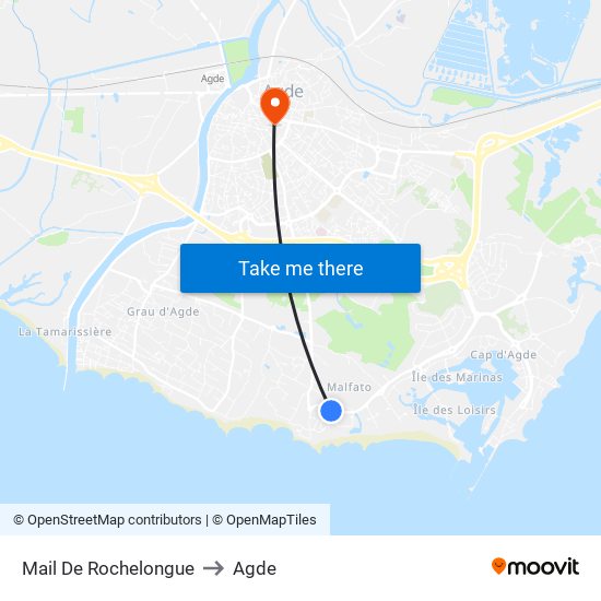 Mail De Rochelongue to Agde map