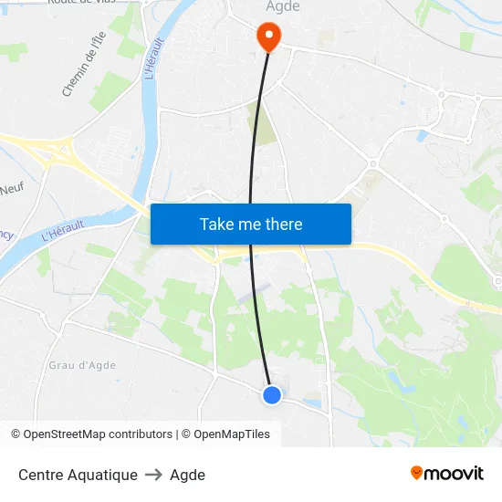 Centre Aquatique to Agde map