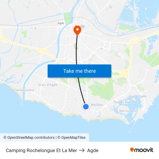 Camping Rochelongue Et La Mer to Agde map