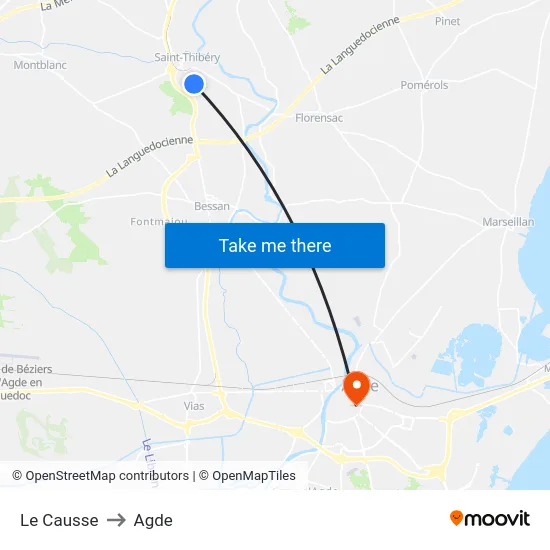 Le Causse to Agde map