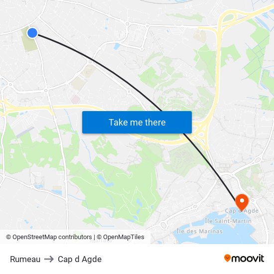 Rumeau to Cap d Agde map