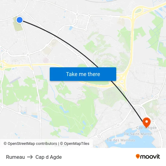 Rumeau to Cap d Agde map