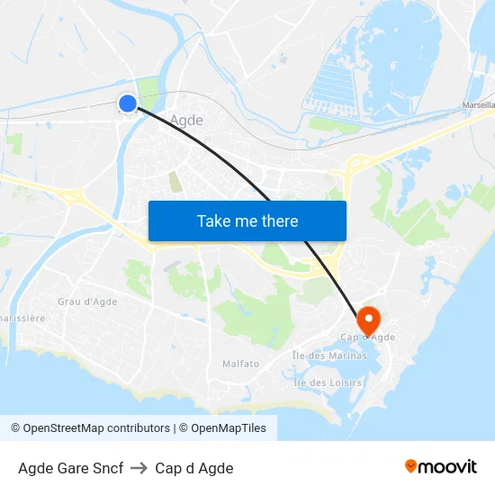 Agde Gare Sncf to Cap d Agde map