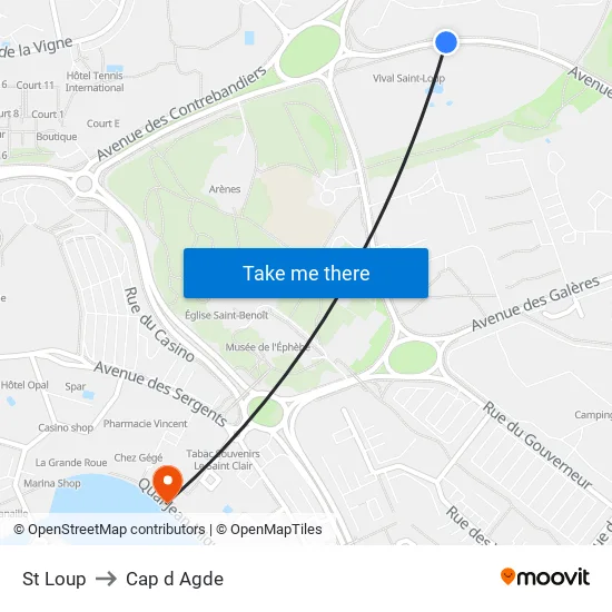 St Loup to Cap d Agde map