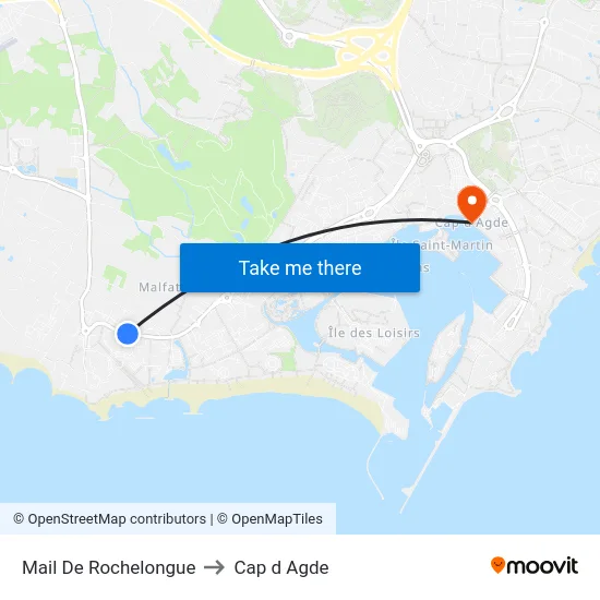 Mail De Rochelongue to Cap d Agde map