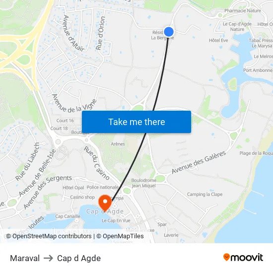 Maraval to Cap d Agde map