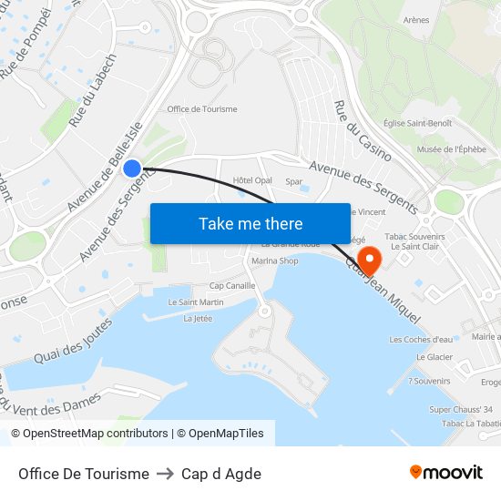 Office De Tourisme to Cap d Agde map
