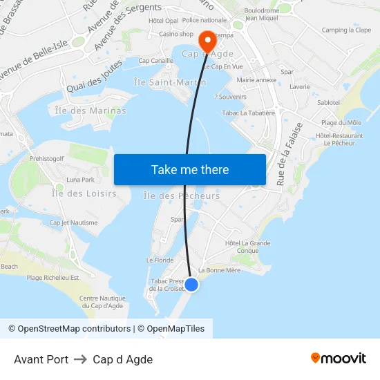 Avant Port to Cap d Agde map