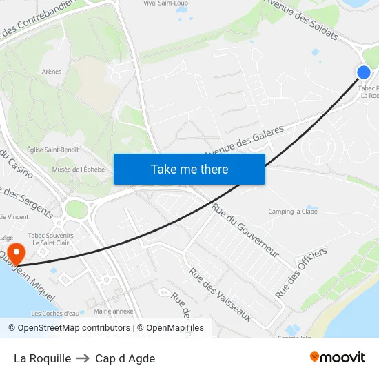 La Roquille to Cap d Agde map