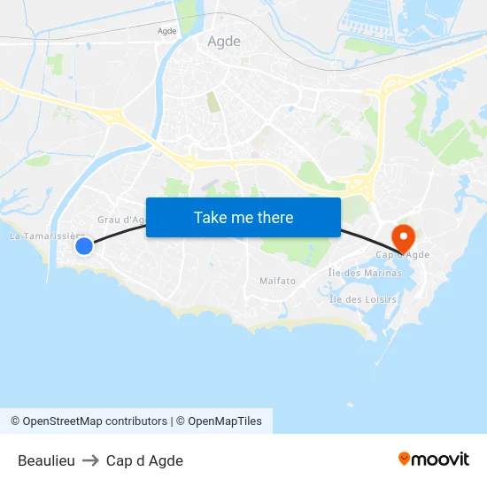 Beaulieu to Cap d Agde map