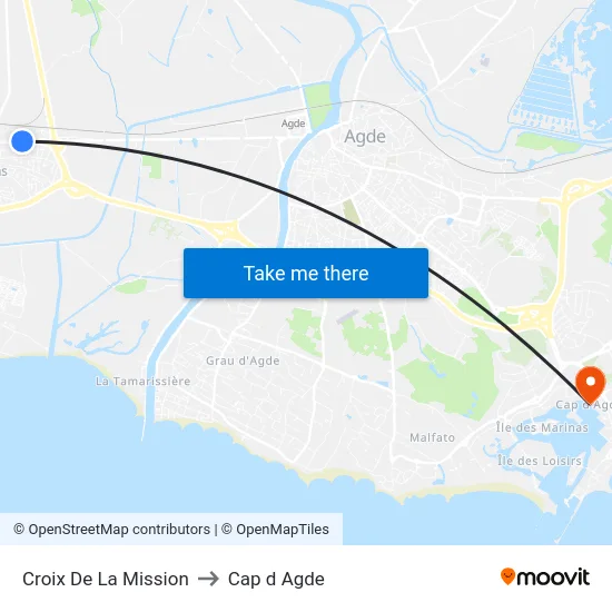 Croix De La Mission to Cap d Agde map