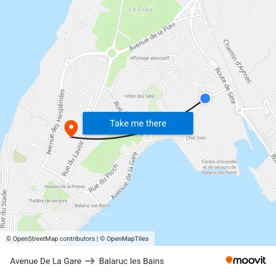 Avenue De La Gare to Balaruc les Bains map