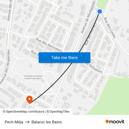 Pech Méja to Balaruc les Bains map