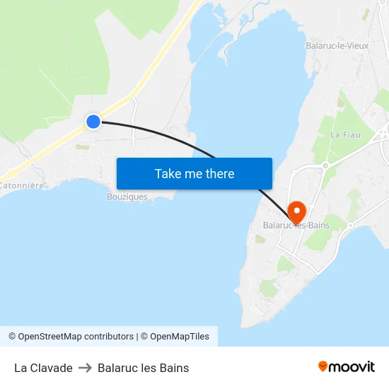 La Clavade to Balaruc les Bains map