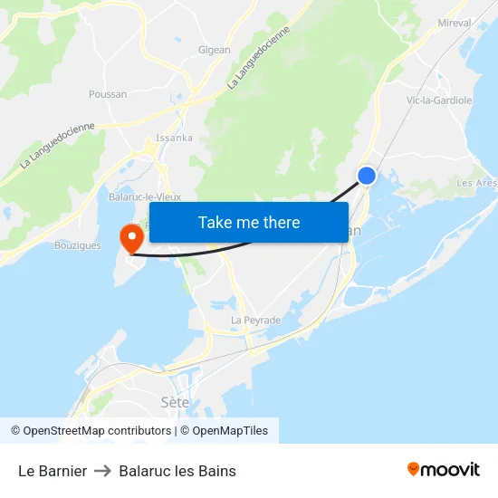Le Barnier to Balaruc les Bains map