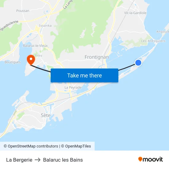 La Bergerie to Balaruc les Bains map