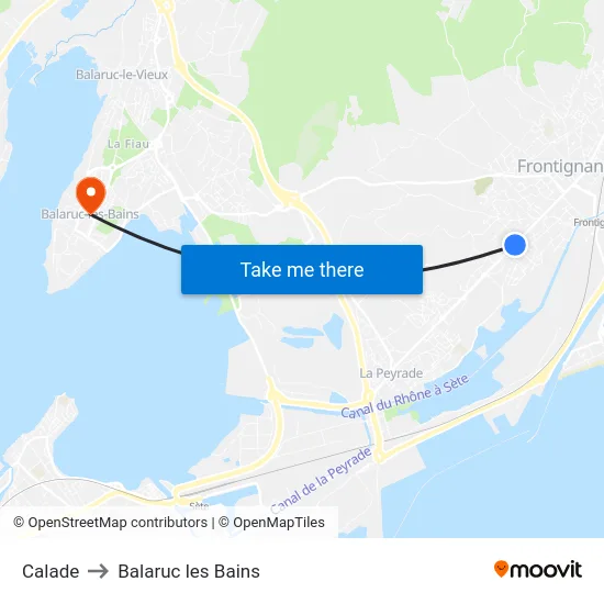 Calade to Balaruc les Bains map