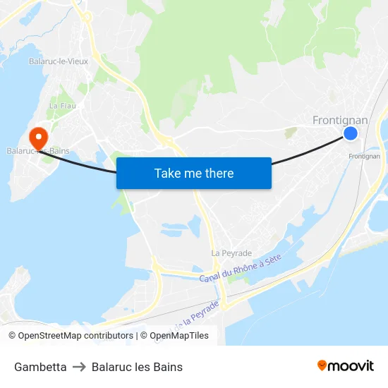 Gambetta to Balaruc les Bains map