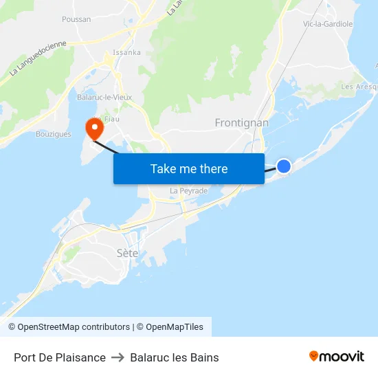 Port De Plaisance to Balaruc les Bains map