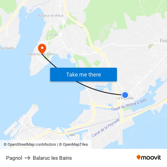 Pagnol to Balaruc les Bains map